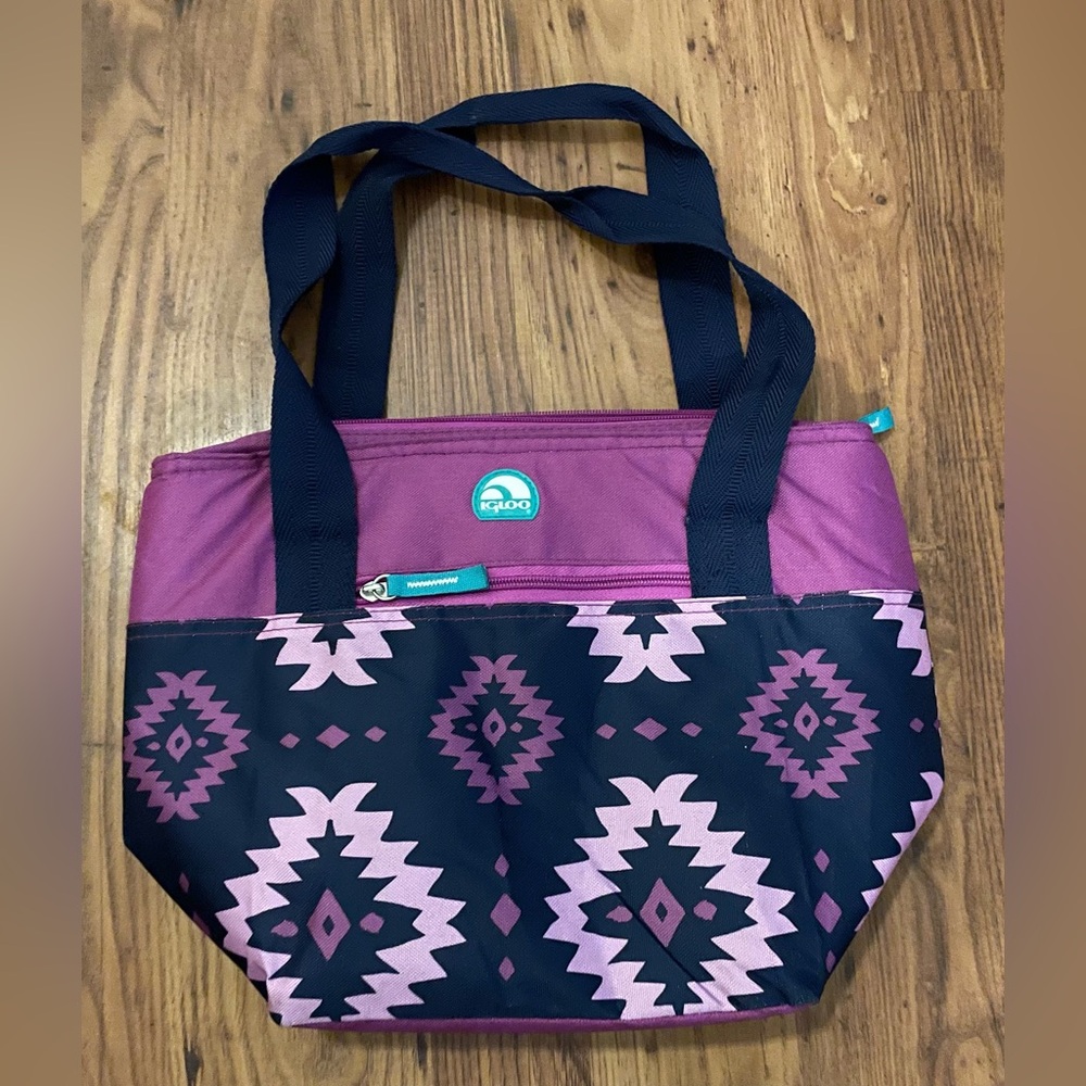 Igloo Geometric Purple and Black Insulated Tote